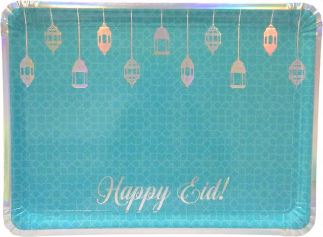 Peacock Supplies Rectangular Eid Mubarak Serving Tray in Petrol