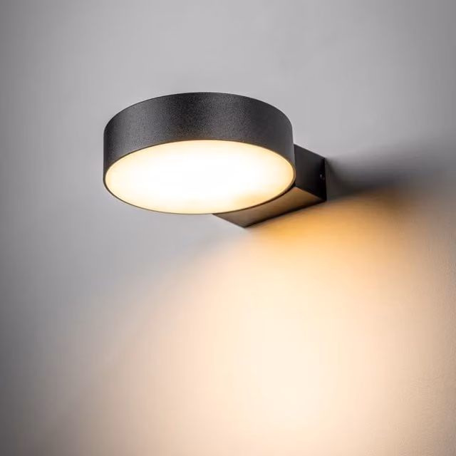 CGC Lighting Darcy Adjustable Round LED Outdoor Wall Light in Anthracite Grey with 3000k Warm White IP54 Rating – 1