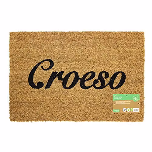 JVL Croesco Design Coir Entrance Door Mat, Brown, W/D/H: 60 x 40 x 1.5 cm – 1