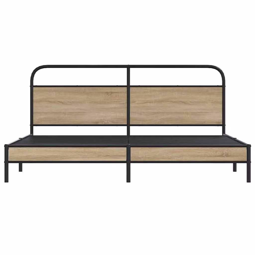 Berkfield Home Metal Bed Frame in Smoked Oak Brown, W/D/H: 200 x 200 cm – 3