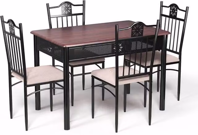 Costway 5 Piece Modern Dining Table and Chairs Set in Brown