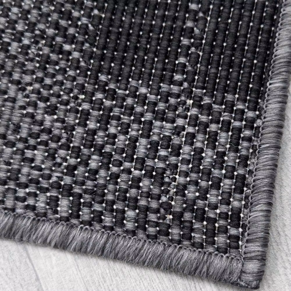 runrug Plaid Reversible Carpet Runner Rug in Black, W: 60 cm, L: 150 cm – 4