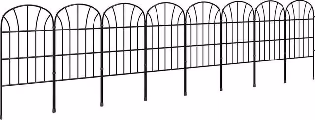 Hinsinc 8-Piece Decorative Metal Garden Fencing Border Edging, Black