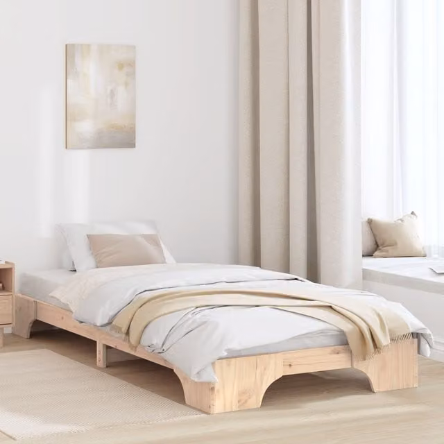 Berkfield Home Simple Solid Pine Wood Bed Frame in Brown, W/H: 75 x 190 cm