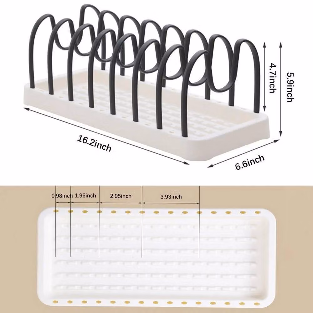 Kelvenix Black Anti-Slip Plastic Kitchen Plate Rack and Pan Lid Holder – 2