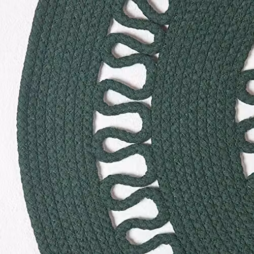 Homescapes Green Crochet Braided Round Rug, Diameter: 90 cm – 4