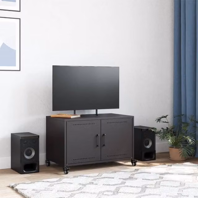 Berkfield Home TV Cabinet in Black Metal, W: 68 cm, D: 39 cm, H: 43.5 cm – 1
