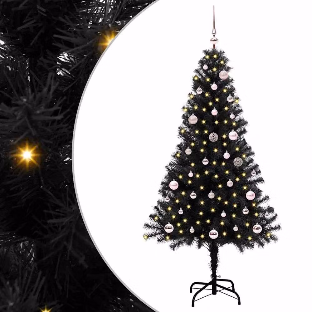 Berkfield Home Lush Christmas Tree with 150 LEDs and Stand, Black, Height: 150 cm – 2