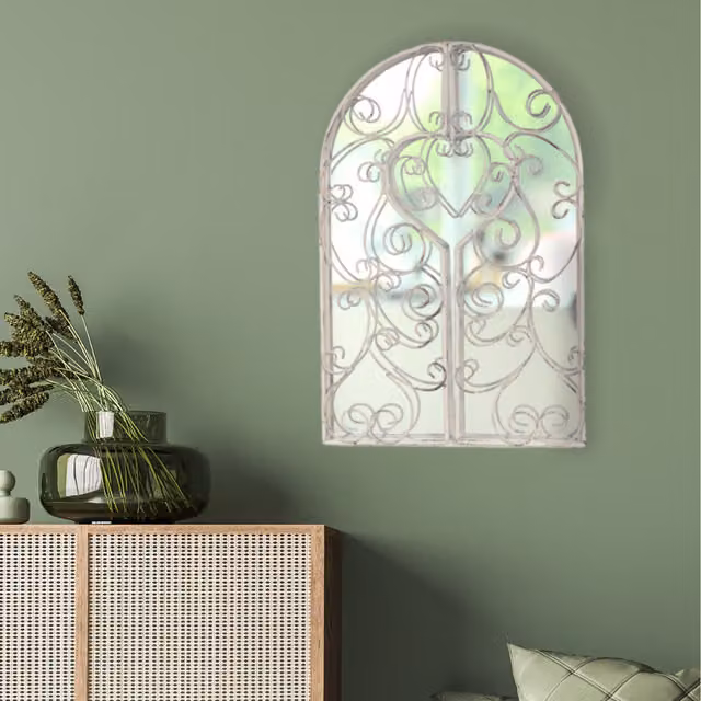 Garden Mile Vintage Metal Shutter Wall Mirror in White