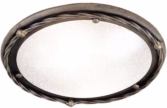 Elstead Pembroke Round Flush Ceiling Light in Black and Gold/Brass with E27 Bulb Holder