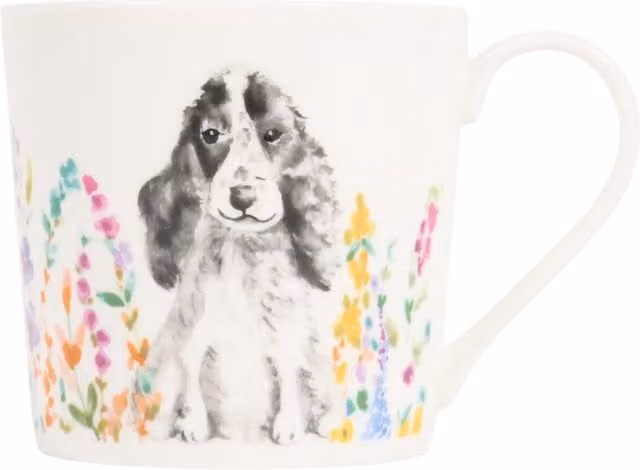 Dorset Garden Dogs Rose of England Floral Mug in White