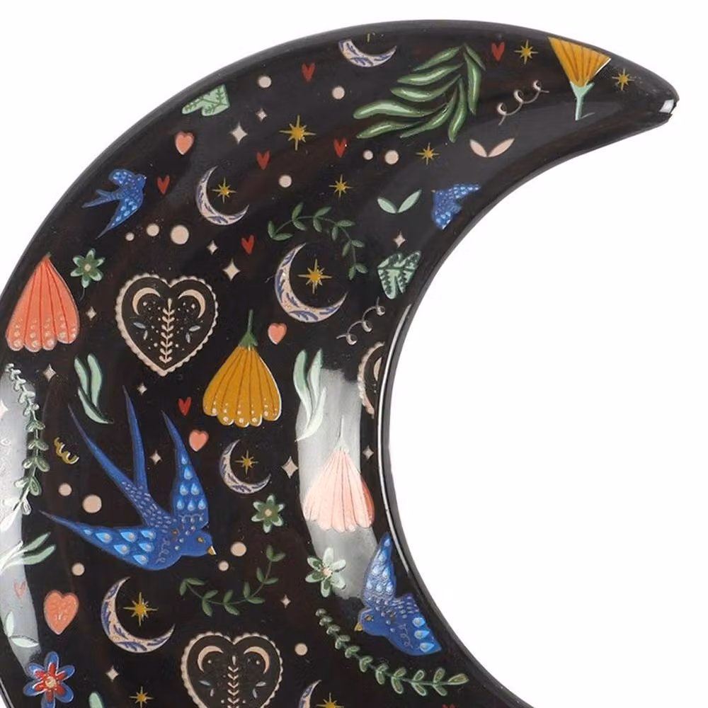 Uniqueful Midnight Bloom Floral Ceramic Trinket Dish in Multicolour and Black – 4