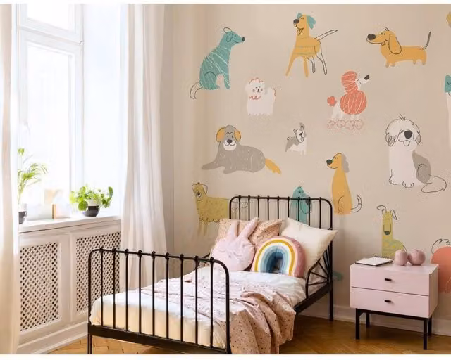 Origin Murals Happy Dogs Multicolour Wall Mural W: 350 cm, H: 280 cm