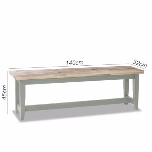 Statement Furniture Florence Solid Acacia Wood Backless Dining Bench, Green, W/D/H: 140 x 32 x 45 cm – 2