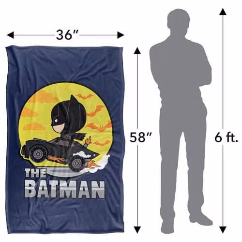 LOGOVISION The Batman (2022) Batmobile Wheelie Chibi Super Soft Fleece Throw Blanket, Multicolour, W: 91 cm, D: 147 cm – 4