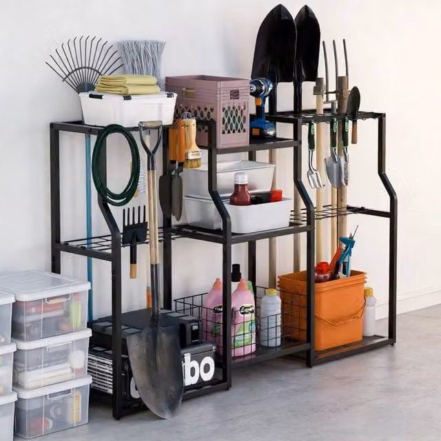 Kelvenix Garden Tool Organizer Tool Tower Rack in Black, W/D/H: 92 x 40 x 95 cm