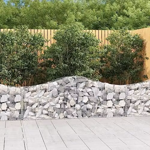 vidaXL Set of 14 Arched Gabion Baskets in Silver Galvanised Steel, W/D/H: 200 x 30 x 60/80 cm – 2