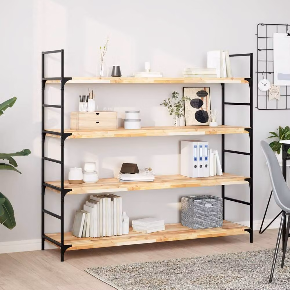 Berkfield Home Floating Shelf in Brown Untreated Solid Acacia Wood, W/D/H: 140 x 40 x 4 cm – 1