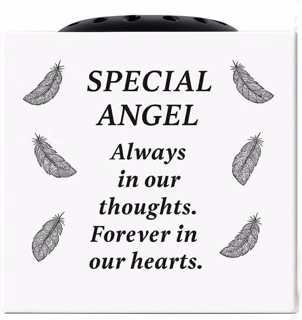 David Fischhoff White Memorial Grave Feather Rose Bowl - Angel