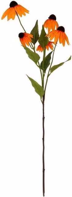 Lemon Pavilion Furniture and Decor Orange Echinacea Artificial Flower Spray, W: 13 cm, D: 23 cm, H: 75 cm