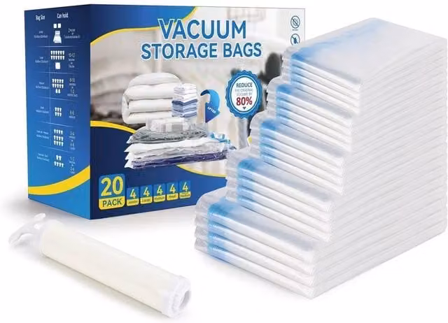 NESTLUNE Vacuum Storage Compression Bags for Clothes and Bedding, Clear, W/D/H: 50 x 50 x 50 cm