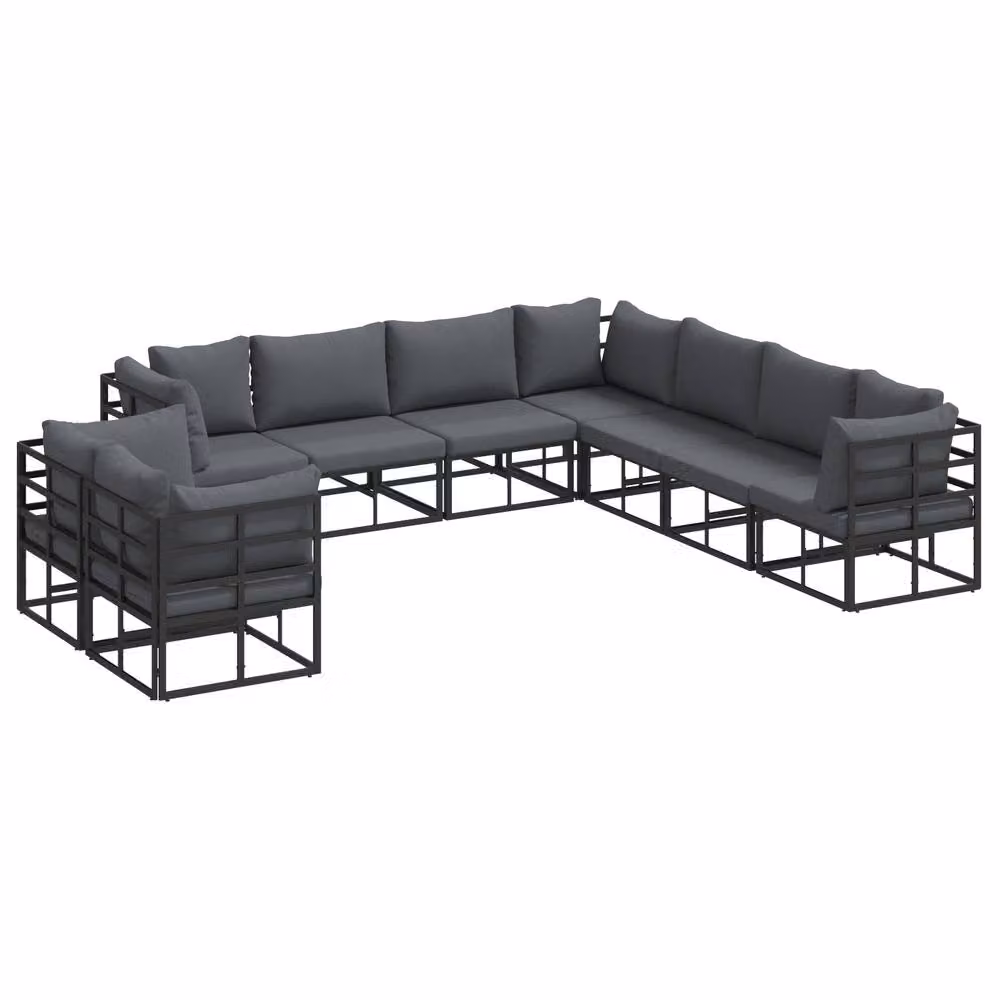 Berkfield Home 9 Piece Modern Garden Sofa Set in Black Powder Coated Aluminium with UV Resistant Cushions – 2