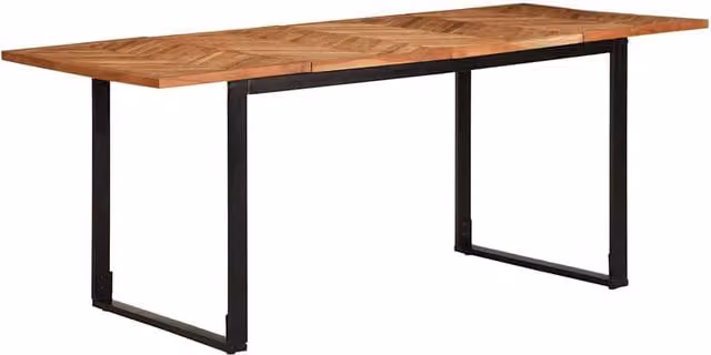 Berkfield Home Rectangular Acacia Wood Dining Table in Brown, W/D/H: 180 x 90 x 75 cm – 1