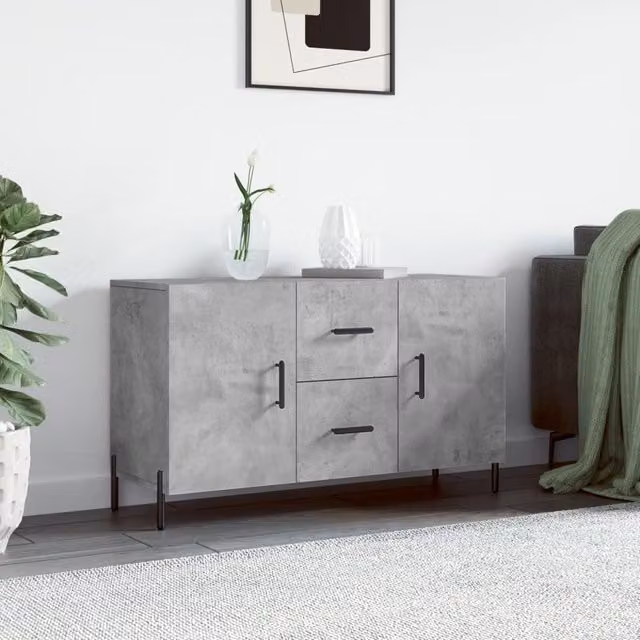 Berkfield Home Modern Sideboard in Concrete Grey, W/D/H: 100 x 36 x 60 cm