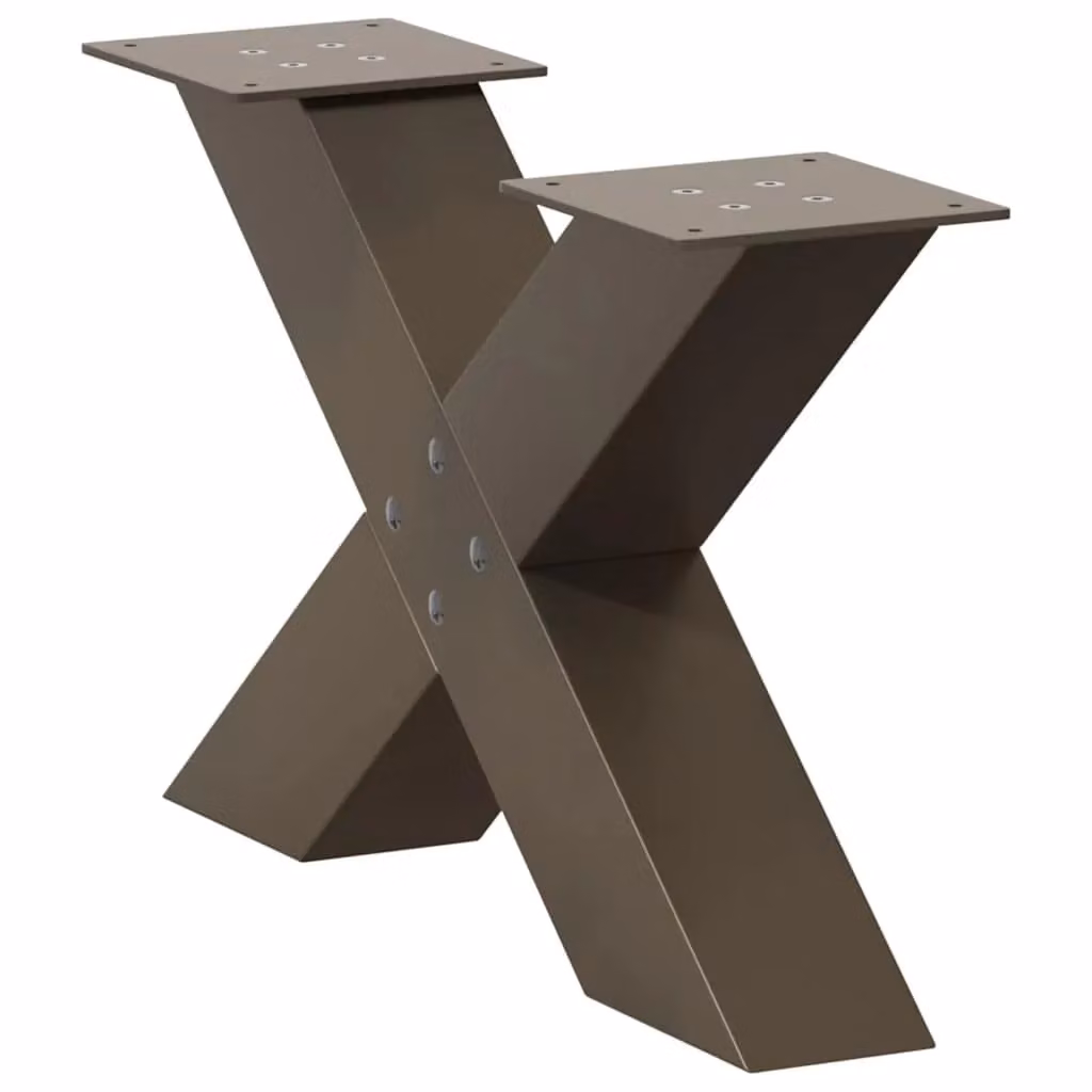 Berkfield Home X-Shaped Coffee Table Legs, 2 Pieces, Brown Steel – 3
