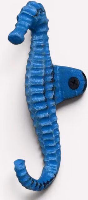 Gifts Direct 2 U Seahorse Metal Coat Hook, Blue, H: 13.0 cm, W: 5.0 cm, D: 6.0 cm