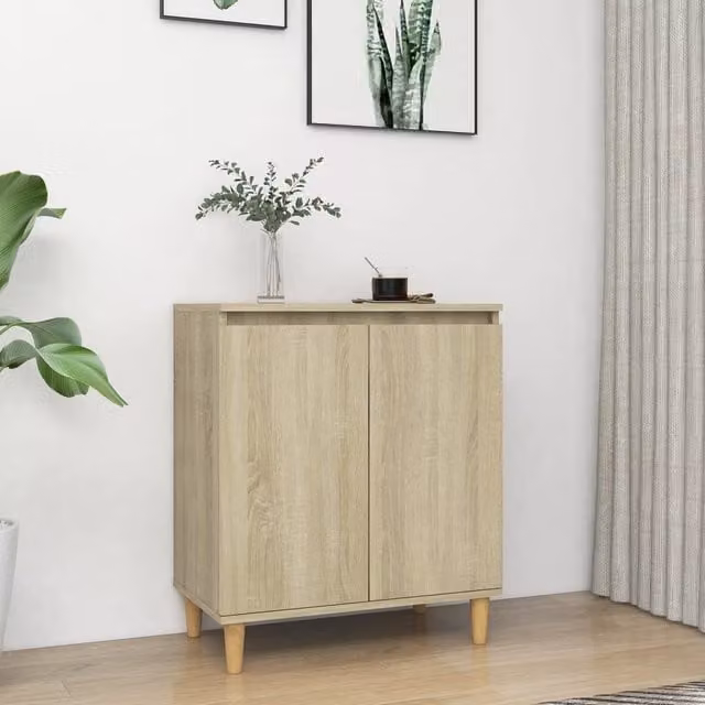 Berkfield Home Sonoma Oak Sideboard in Brown with Solid Wood Legs, W/D/H: 60 x 35 x 70 cm – 1