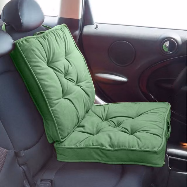 Homescapes Rectangular Cotton Seat Booster Cushion in Green