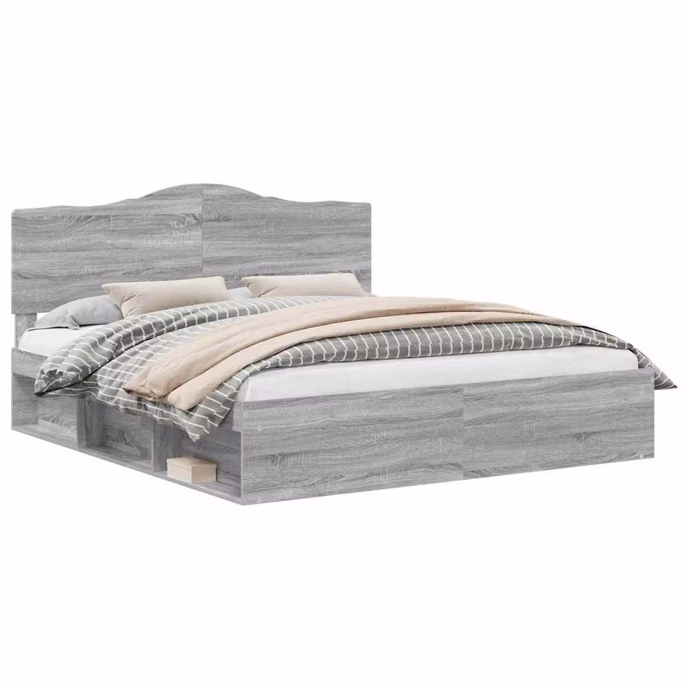 Berkfield Home Sonoma Bed Frame in Grey Solid Pine Wood 200 x 200 cm – 2