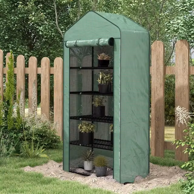 Outsunny 5 Tier Widened Mini Freestanding Greenhouse in Green