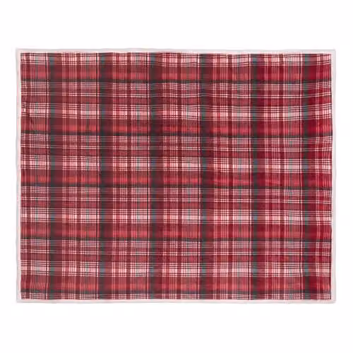 Dreams & Drapes Bennet Check Red Fleece and Sherpa Reverse Throw, W/D/H: 150 x 200 cm – 3