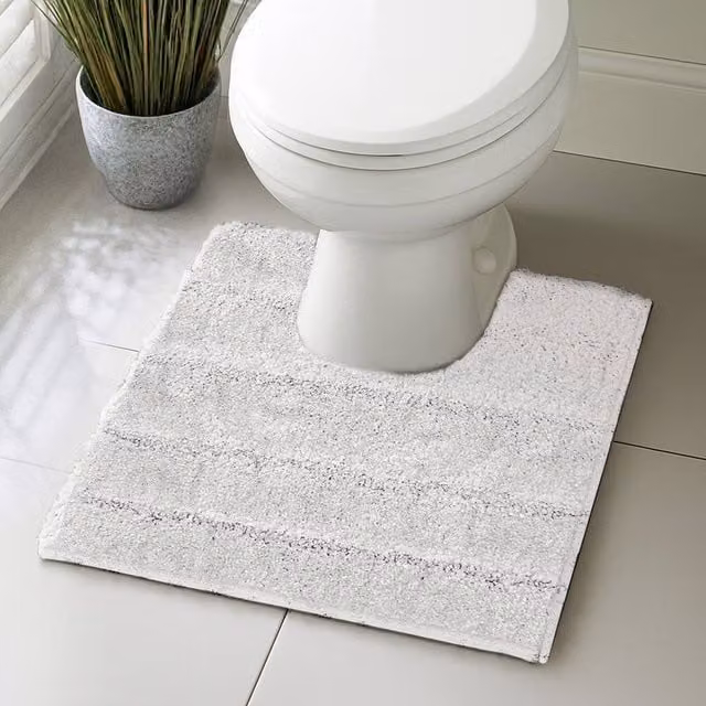 Velosso Lexington White Microfibre Bath and Pedestal Mat with Non-Slip Backing, Large
