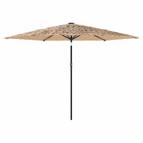 vidaXL Garden Parasol with LEDs, Steel Pole and Polyester Canopy, Brown, W: 288 cm, D: 288 cm, H: 225 cm – 1