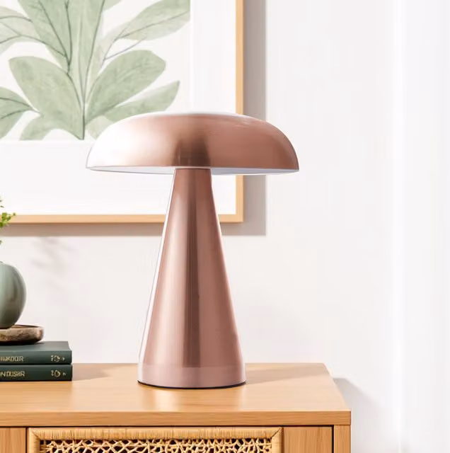 Kidkid Mushroom-Shaped Dimmable Table Lamp in Copper and Orange