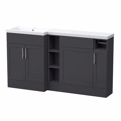 Balterley Pirehill Classic Corner Freestanding 3 Door Bathroom Unit in Matt Anthracite Grey, W: 150 cm – 4