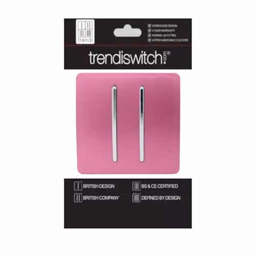 Trendi 2 Gang 2 Way 10 Amp Rocker Light Switch in Pink, Purple and White – 2
