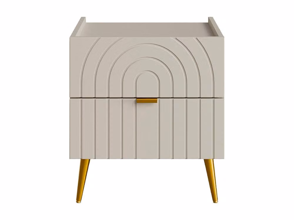 Vente-unique NORSIM 2-Drawer Bedside Table in Beige, W: 40.0 cm, D: 40.0 cm, H: 49.5 cm – 2
