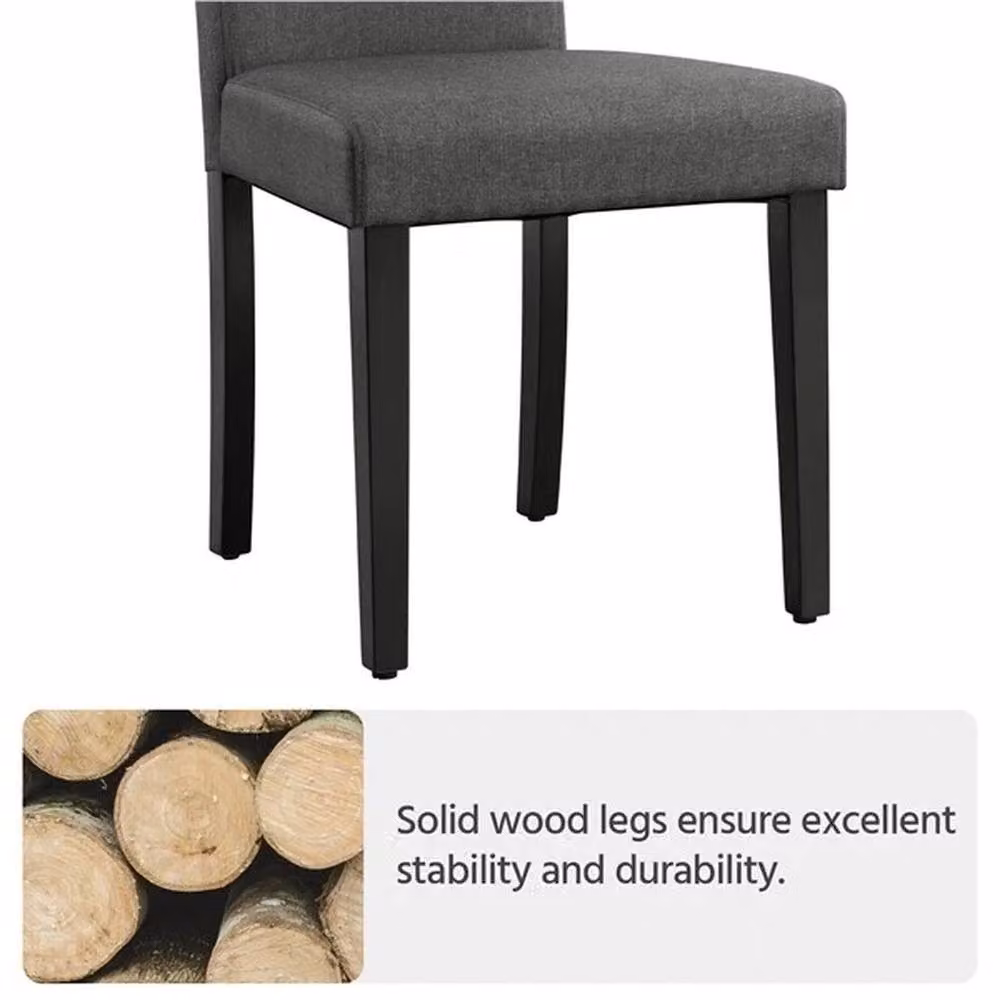 PAWNORA Set of 4 Classic Fabric Dining Chairs in Grey – 4