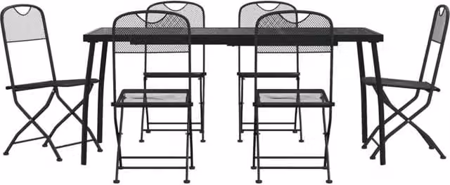 Berkfield Home 7 Piece Modern Anthracite Metal Mesh Garden Dining Set in Black – 1