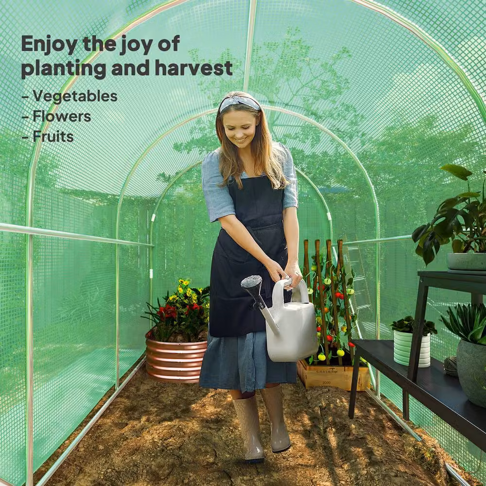 STILVORA Walk-in Polytunnel Greenhouse in Green, W: 295 cm, D: 195 cm – 3