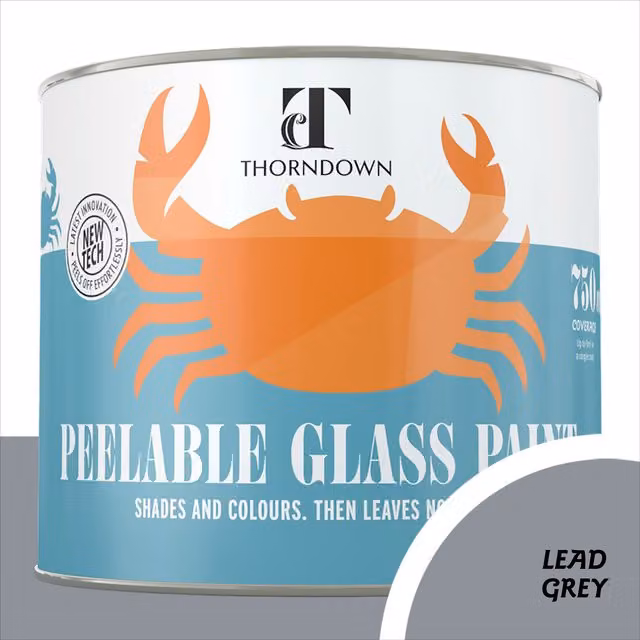 Thorndown Lead Grey Peelable Glass Paint, Satin Matt, Water Based, 11.5 cm