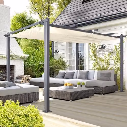 Oseasons Acorn Aluminium Pergola Gazebo in White or Grey, W/D/H: 400 x 298 x 227 cm – 1