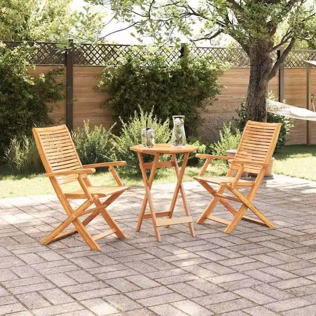 Berkfield Home 3 Piece Folding Bistro Set in Brown Solid Acacia Wood – 1
