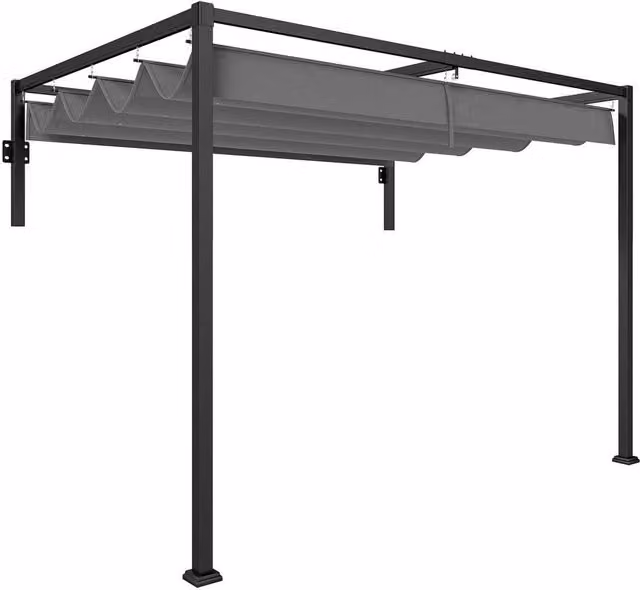 FLAVORA Grey Wall Mounted Lean-to Pergola with Retractable Roof, W 3 m x D 2 m – 1