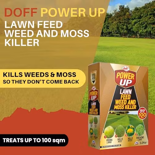 Doff Power Up Lawn Feed, Weed and Moss Killer Granulate, 3.2kg – 2