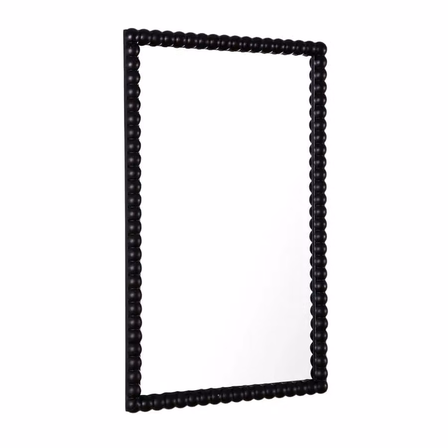 Home Garden Direct Lecco Wooden Wall Mirror with Beaded Frame in Black, W: 60 cm, H: 90 cm – 2